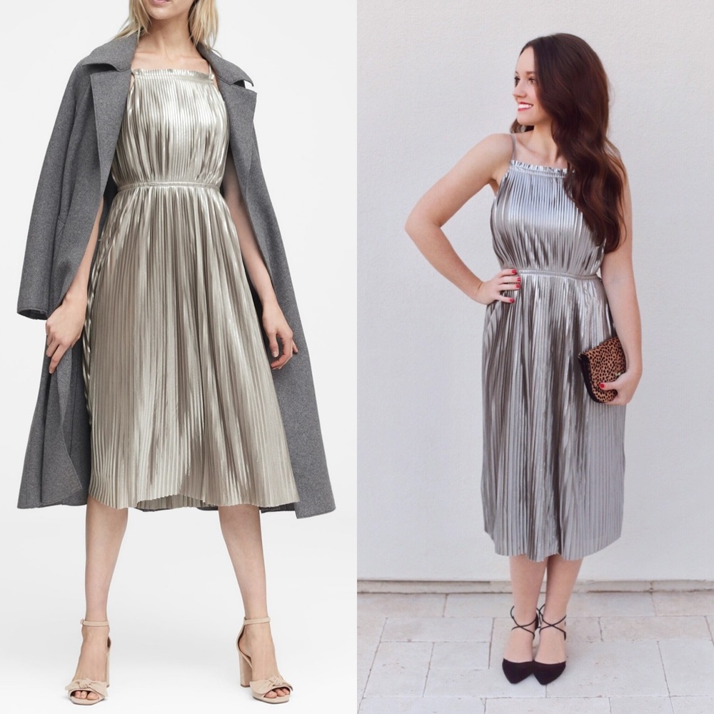 Banana Republic Metallic Pleated Cocktail Dress